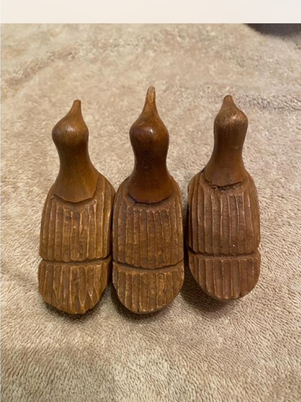 Hand-Carved Wooden Duck Napkin Rings- Brown